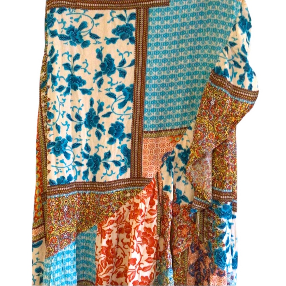 Kori Patchwork Hi-Low Maxi Festival Western Cowgirl Skirt Sz M - Picture 8 of 15